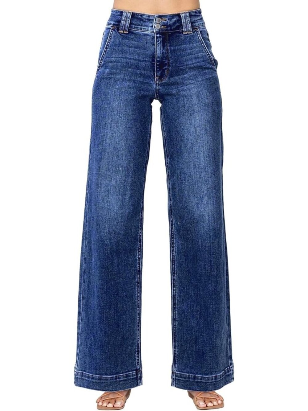 High-Waisted Wide Leg Straight Jeans for Women - Trendy Casual Denim Pants